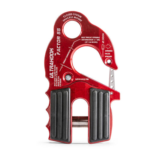 FACTOR 55 00250-01 Factor 55 00250-01 Ultrahook Winch Hook Closed System Shackle Max Load 16,000 lbs ULT Strength Shackle Pin Mount 48,000 lbs Offroad 4x4 Adventure – Red.
