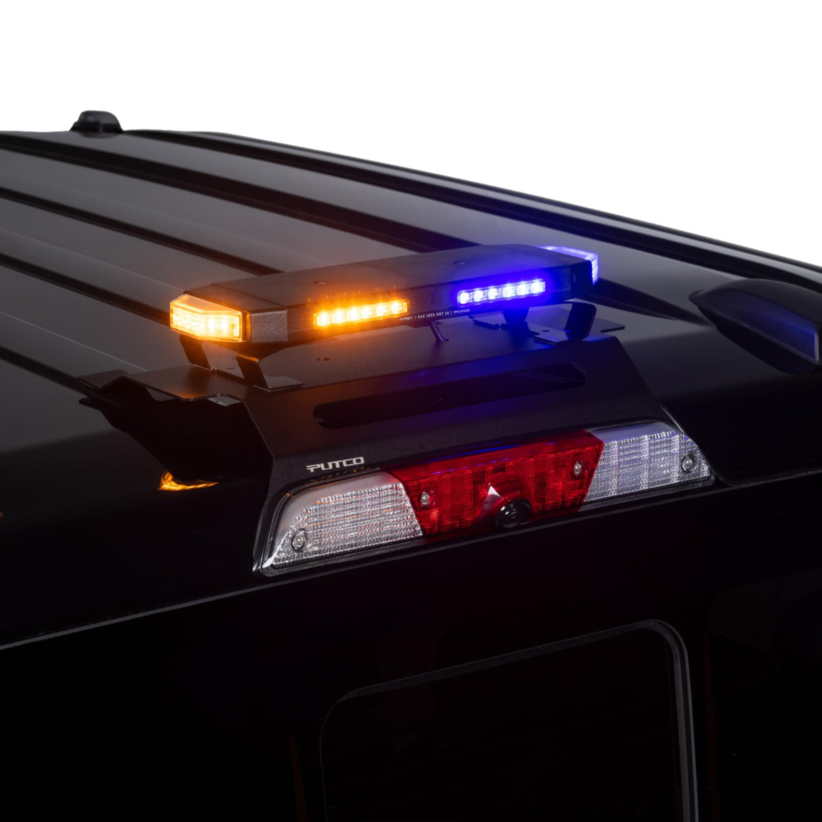 Putco 950216 Putco Tri-Hornet LED Stealth Rooftop Strobe Light Bar (Amber, White & Blue), 16" Tri Color Strobe Light