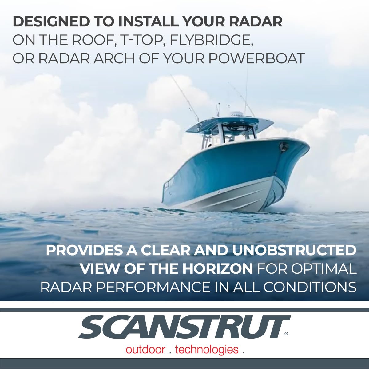 SCANSTRUT APT-F-150-01 Scanstrut APT-F-150-01 Forward-Leaning Aluminum Power Tower for 2kW/4kW Raymarine, Garmin, Navico BR24/3G/4G Radomes - 150mm
