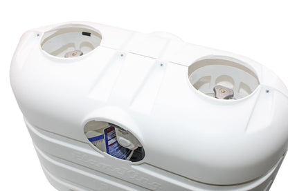 FLAME KING YSN-PCC-RV30-WHT Flame King Dual 30LB LP Propane Tank Light Plastic Heavy Duty Cover for RV, Travel Trailer, Camper - White