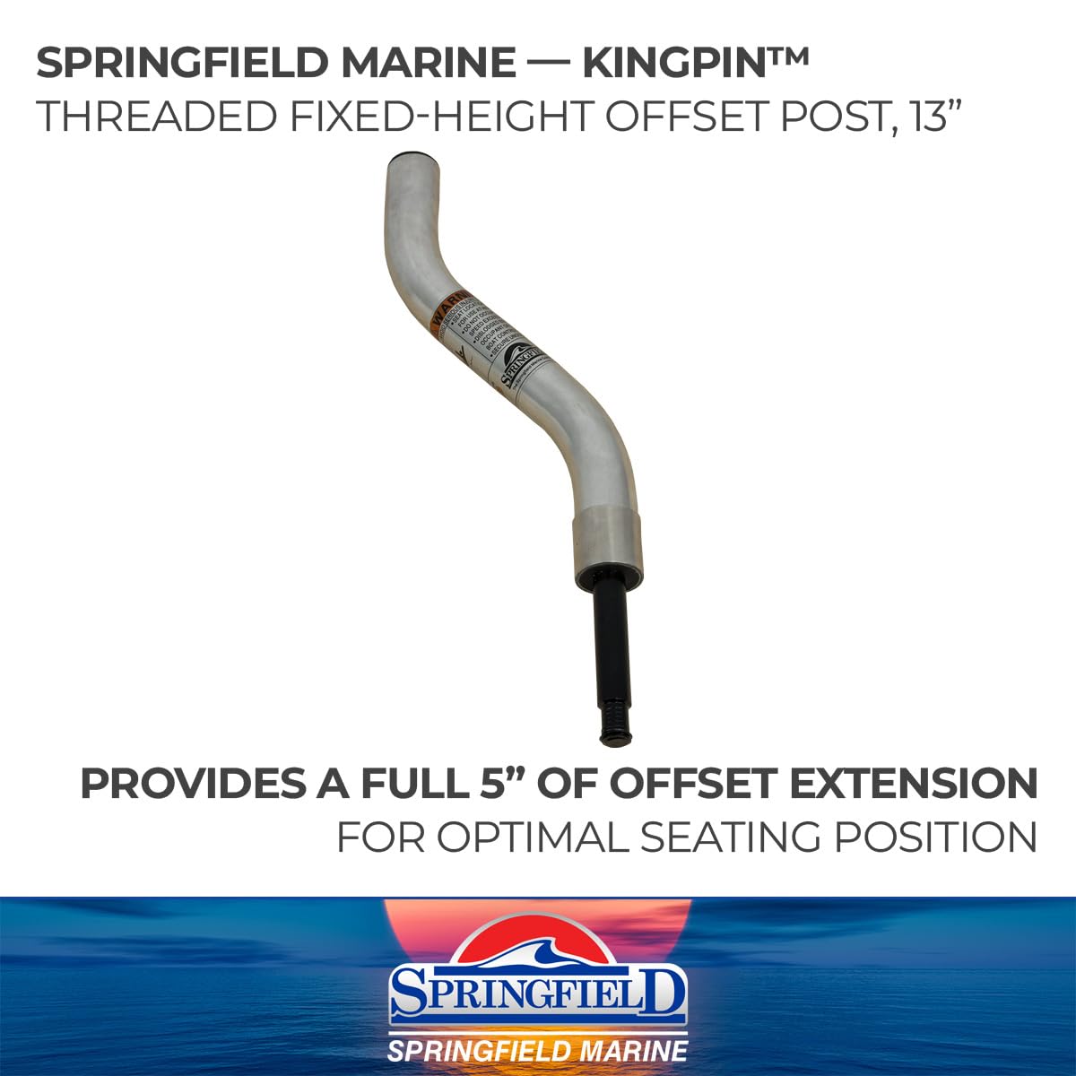 SPRINGFIELD 1630402-CSS Springfield 1630402-CSS Threaded Fixed-Height Offset Post for Kingpin Seat Mounts and Bases - 13", Satin Finish