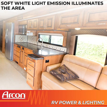 ARCON 20712N Arcon LED Double Ceiling Light 12V Soft White SMD Clear Lens 11.56 x 4.95 Inch Euro-Style Dome Lighting with On Off On Switch RV Camper Trailer Interior Light 20712N