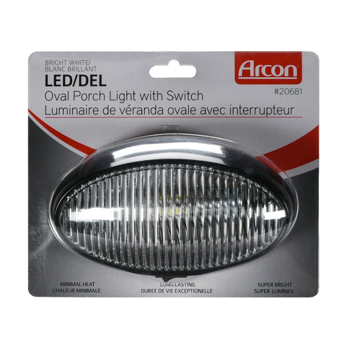 ARCON 20681 Arcon 20681 LED BW OVL PRCH LITE W/SW BLK-CLR