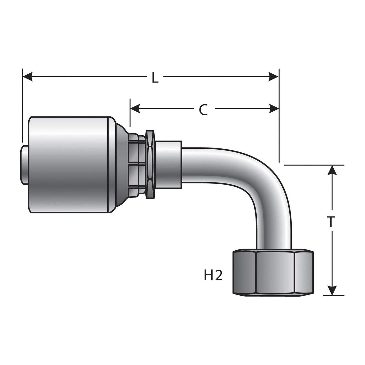 Gates G25179-0405 Female Jic 37 Flare Swivel 90 Bent Tube (Mega