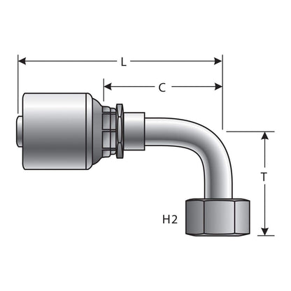 Gates G25179-0405 Female Jic 37 Flare Swivel 90 Bent Tube (Mega