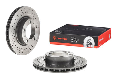 BREMBO 09D80511C02 Brembo 09.D805.11 UV Coated Pillar Vented drilled Front Brake Rotor PORSCHE OE# 98135140101