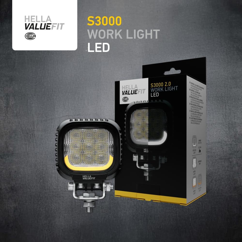 HELLA 357109031 HELLA 1GA 357 109-031 LED-Worklight S3000 2.0 - 12/24V - 3000lm - mounting - Bracket system - Short distance lighting - Cable: 300mm - Quantity: 1