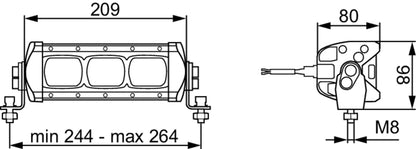 Hella 360000002 LBX 220 LED Compact Light Bar 8" Spot Beam 1000