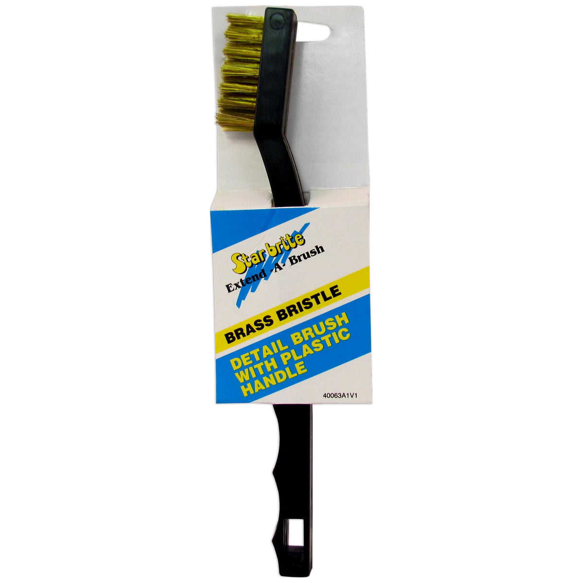 STAR BRITE 040063 STAR BRITE Detail Brush with Plastic Handle and Brass Bristles (040063)