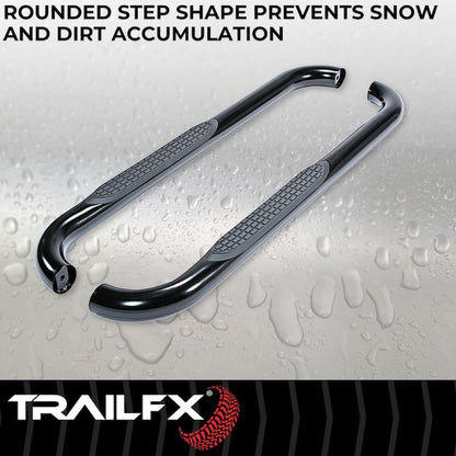 TRAILFX A0061B TrailFX Nerf Bars for Chevrolet Silverado 1500 Standard Cab 2020-202 Black Powder Coated Steel 3 Inch Round Bent Side Steps Slip-Resistant Step Pads Frame Body Mount Set of 2 Running Boards