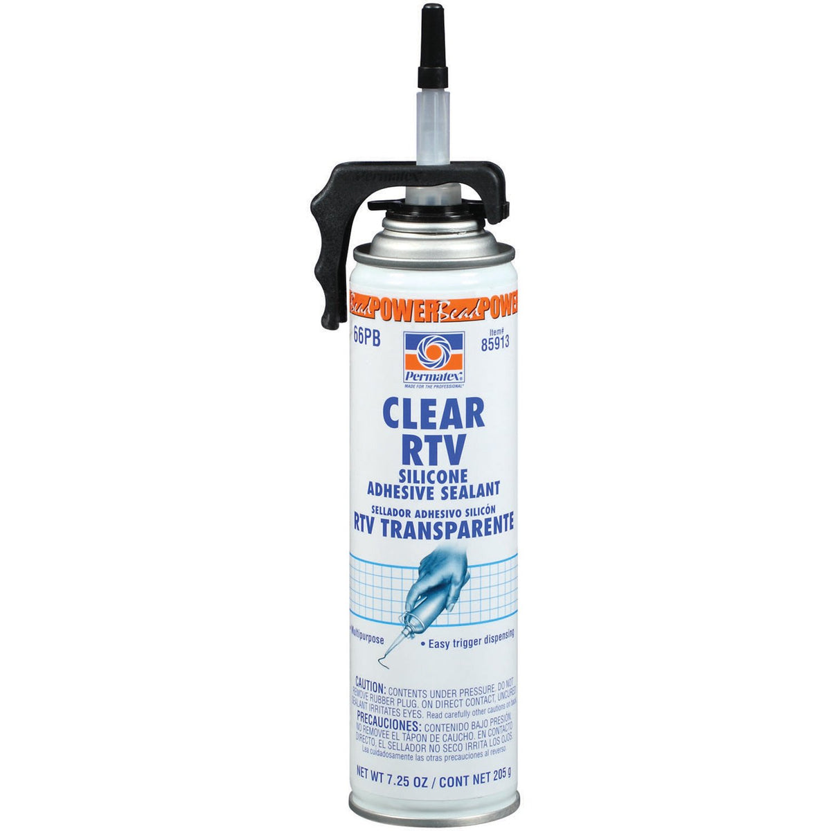 PERMATEX 85913 Permatex 85913 Clear RTV Silicone Adhesive Sealant, 7.25 oz. PowerBead Can,Package May Vary