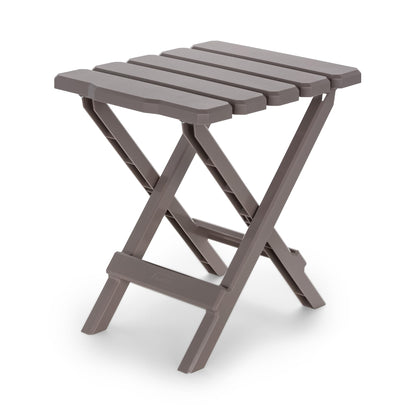 CAMCO 51883 Camco Adirondack Portable Outdoor Camping Small Weatherproof Rustproof Durable Plastic Folding Side Table for Indoor and Outdoor Use, Taupe
