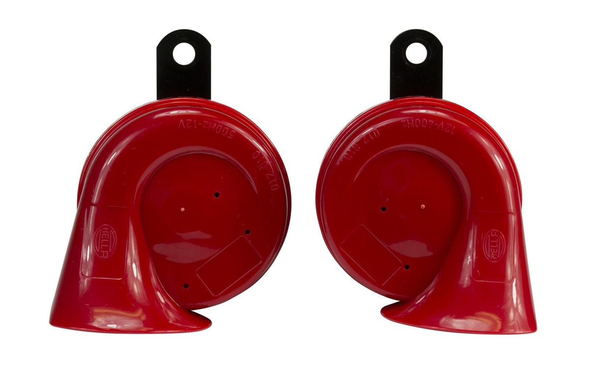 HELLA 007424801 HELLA 007424801 Twin Trumpet High/Low Tone 12V Horn Kit with Bracket, Red