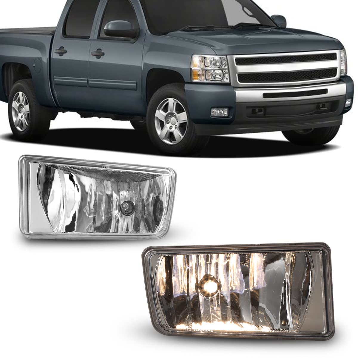 WINJET CFWJ-0156-C Winjet Driving Fog Lights OEM Series for [2007 2008 2009 2010 2011 2012 2013 2014 Silverado] [2007-2014 Suburban/Tahoe GMC Sierra/Yukon] [2007-2013 Avalanche] Fog Lamps Clear Lens