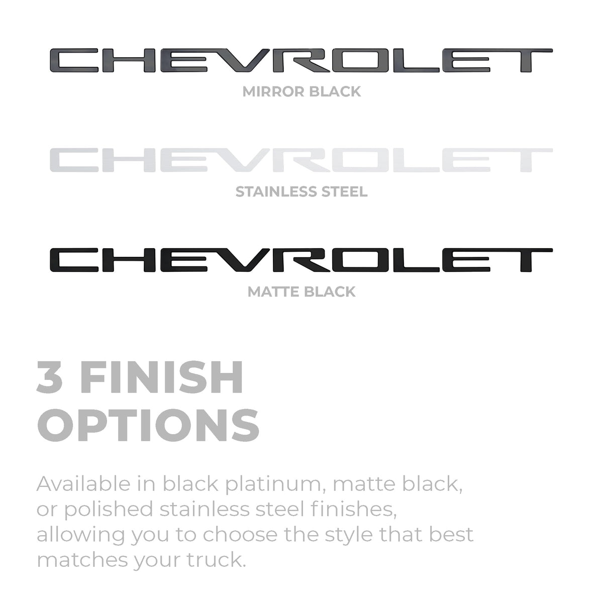 Putco 55550BPGM Putco Chevrolet Tailgate Letters Kit - Black Platinum - Cut Lettering - Fits Chevy Silverado 2019-2026