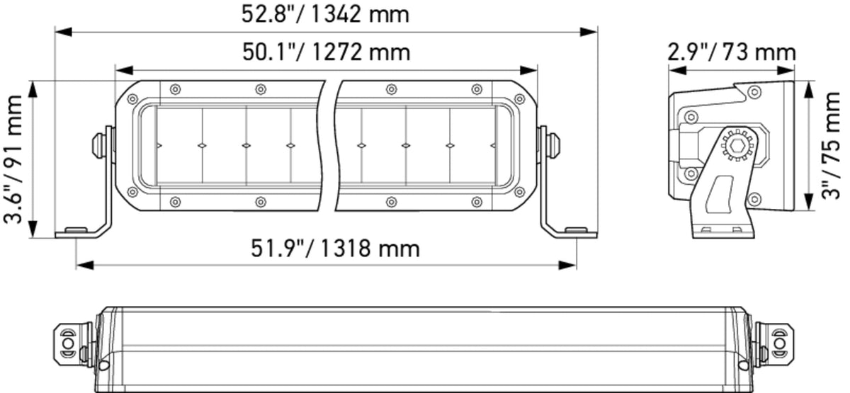 HELLA 358197431 Hella Black Magic Tough 50 Inch Double Row LED Lightbar- Performance High Beam Off-Road Light for Pickup Trucks, ATV, SUV, 4x4, Jeep, Tractors / 358197431