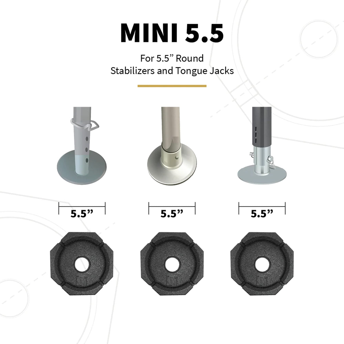SNAPPAD MN5SP4 SnapPad MN5SP4 Mini Anti Slip Rubber Permanent Truck Camper Leveling Jack Pads for 5.5 Inch Round Stabilizers and Tongue Jacks (4 Pack)