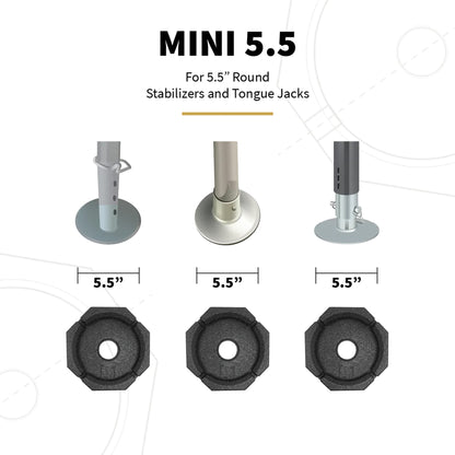 SNAPPAD MN5SP4 SnapPad MN5SP4 Mini Anti Slip Rubber Permanent Truck Camper Leveling Jack Pads for 5.5 Inch Round Stabilizers and Tongue Jacks (4 Pack)