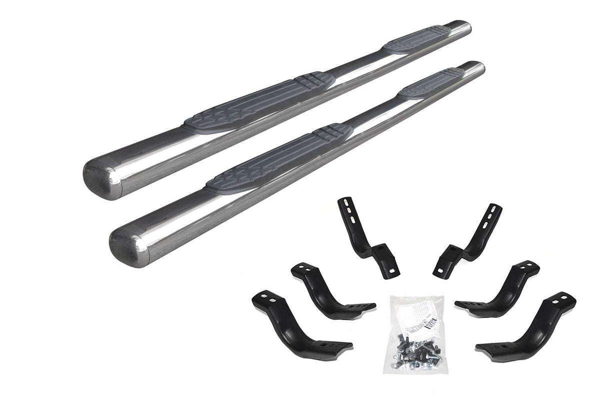 GO RHINO 104451687PS Go Rhino 4" Oval 1000 Series Sidesteps & Brackets | Stainless Steel, Polished | 104451687PS | Fits 2020-2024 Jeep Gladiator JT, 4-Door