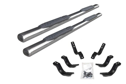 GO RHINO 104451687PS Go Rhino 4" Oval 1000 Series Sidesteps & Brackets | Stainless Steel, Polished | 104451687PS | Fits 2020-2024 Jeep Gladiator JT, 4-Door