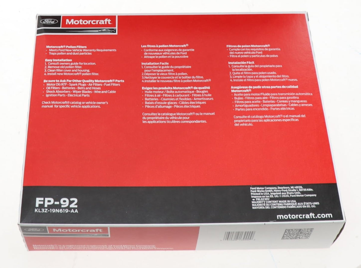 Motorcraft FP92 Cabin Air Filter, 1 Count (Pack of 1
