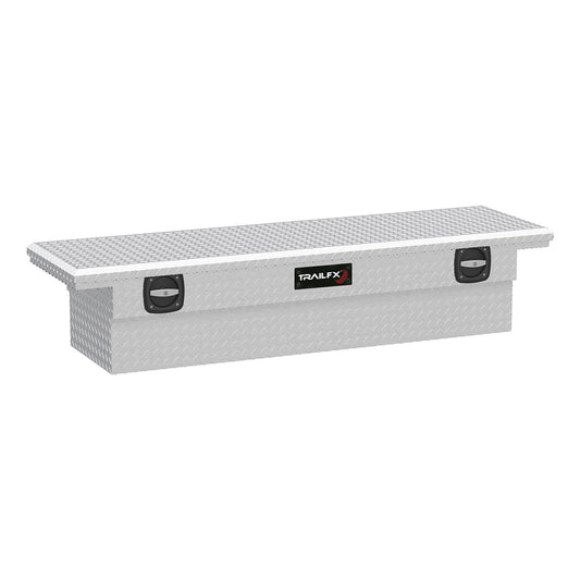 TRAILFX 120691C TrailFX Tool Box Fits 1987-2025 Ford F-150 Low Profile Crossover Single Lid Diamond Tread Bright Aluminum 69 Inch Wide 8.4 Cubic Foot Twist Handle TrailFX 120691C