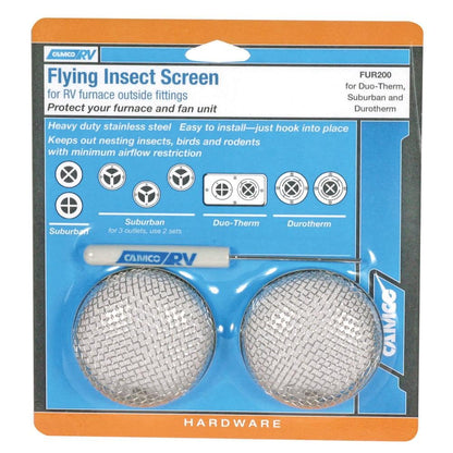 CAMCO 42141 Camco Flying Insect Screen | Features a Heavy-Duty Stainless Steel Mesh Cover and Fits Most Duo-Therm and Suburban Furnace Vents (42141)