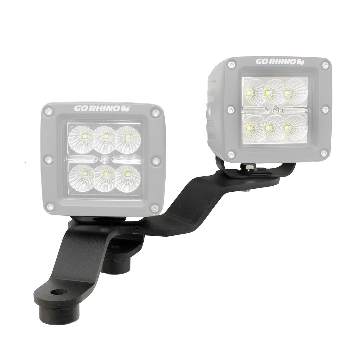 GO RHINO 730231T Go Rhino XE Windshield Cowl LED Light Mounts for Dual 3x3 LED Cubes Offset | Mild Steel, Textured Black | 730231T | Fits 2018-2024 Jeep Wrangler JL/JLU; 20-24 Jeep Gladiator JT Excludes Mojave