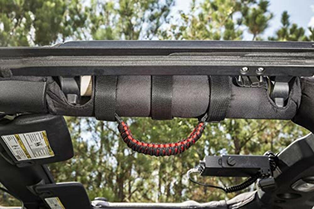 RUGGED RIDGE 13505.31 Rugged Ridge 13505.31 Grab Handle Kit, Paracord, Red/Black; 55-Current Jeep CJ/Wrangler/Gladiator