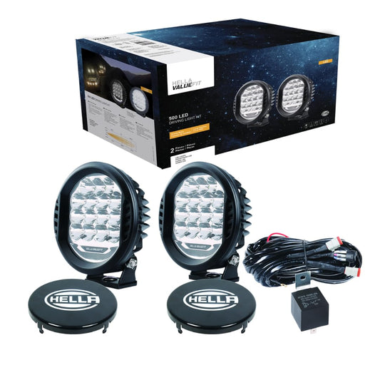 HELLA 358117171 Hella ValueFit 500 LED Series - LED Driving Lamp Kit – Universal Off-Road Light for Pickup Trucks, ATV, SUV, 4x4, Jeep, Tractors / 358117171