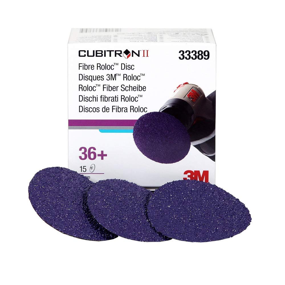 3M 33389 3M Cubitron II Ceramic Purple Quick Change Fibre Disc - Fibre Backing - 36+ Grit - 3 in Diameter - 33389 [PRICE is per BOX]