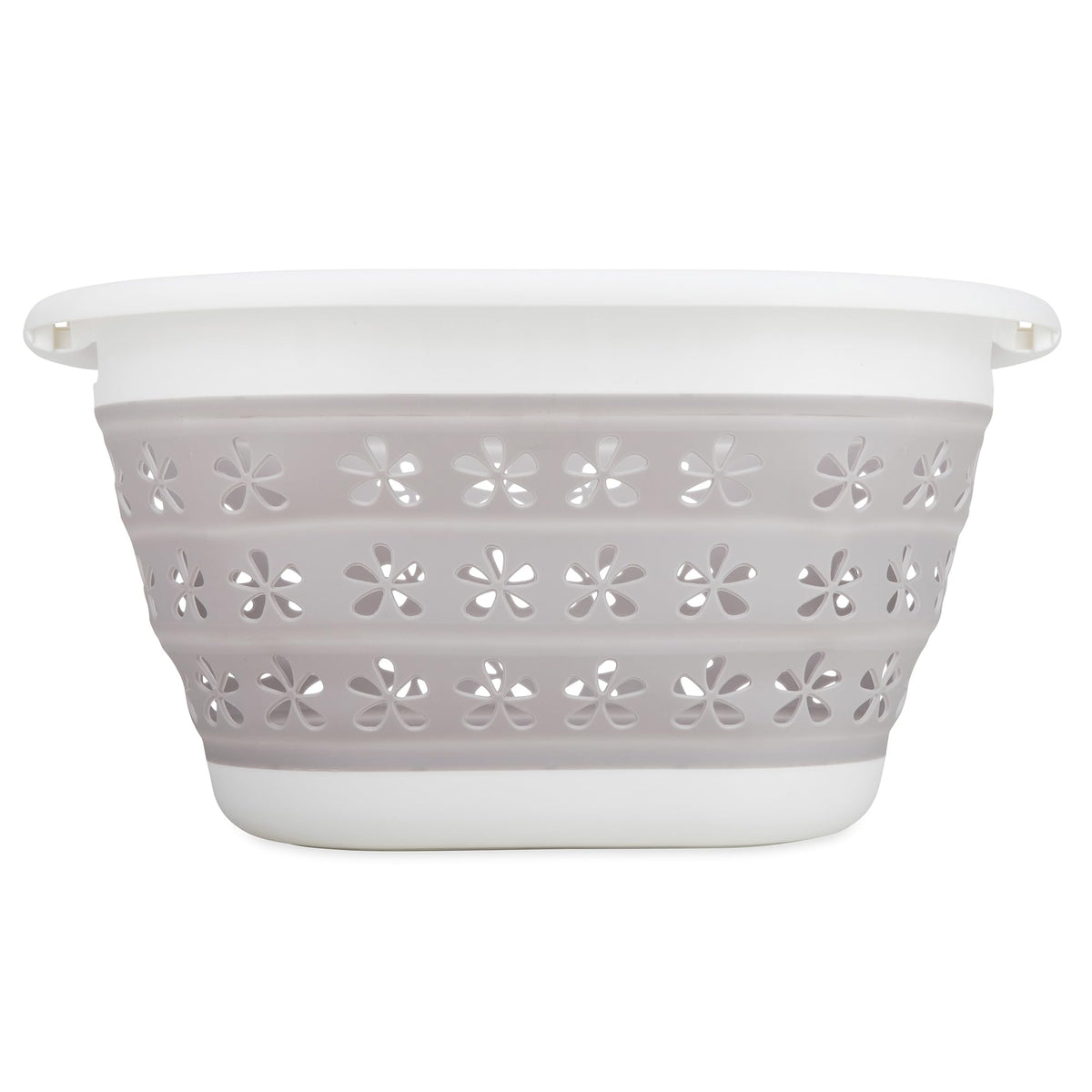CAMCO 51951 Camco Collapsible Laundry Basket with Handles, Taupe/White, Small, 51951