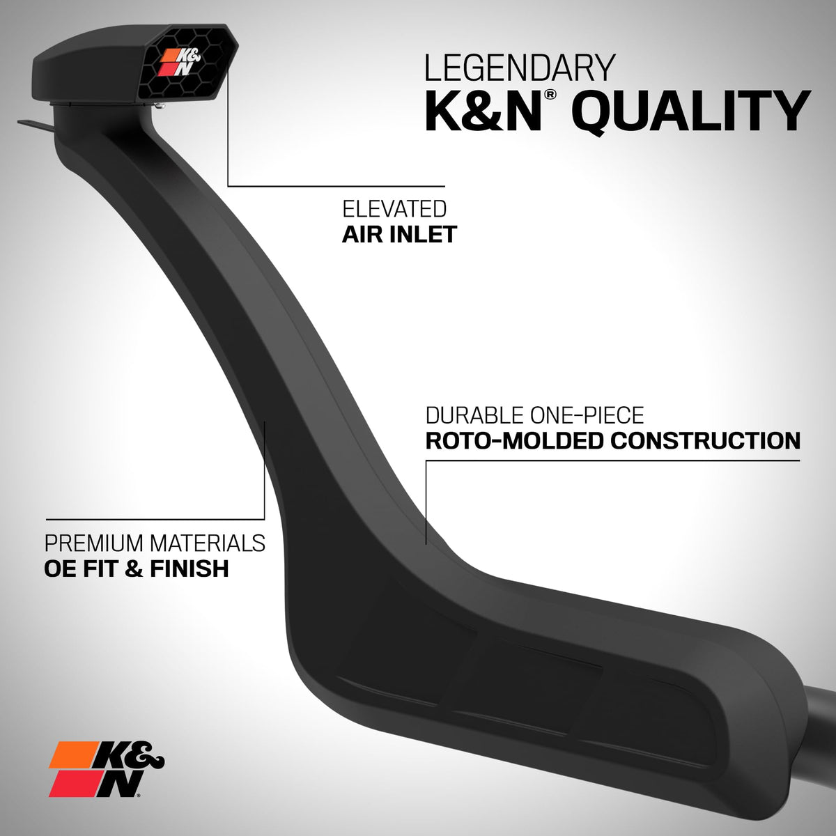 K&N FILTER 63-8000 K&N Elevated Intake Kit (Snorkel) Compatiable with 2016-2023 Toyota Tacoma V6-3.5L, 63-8000