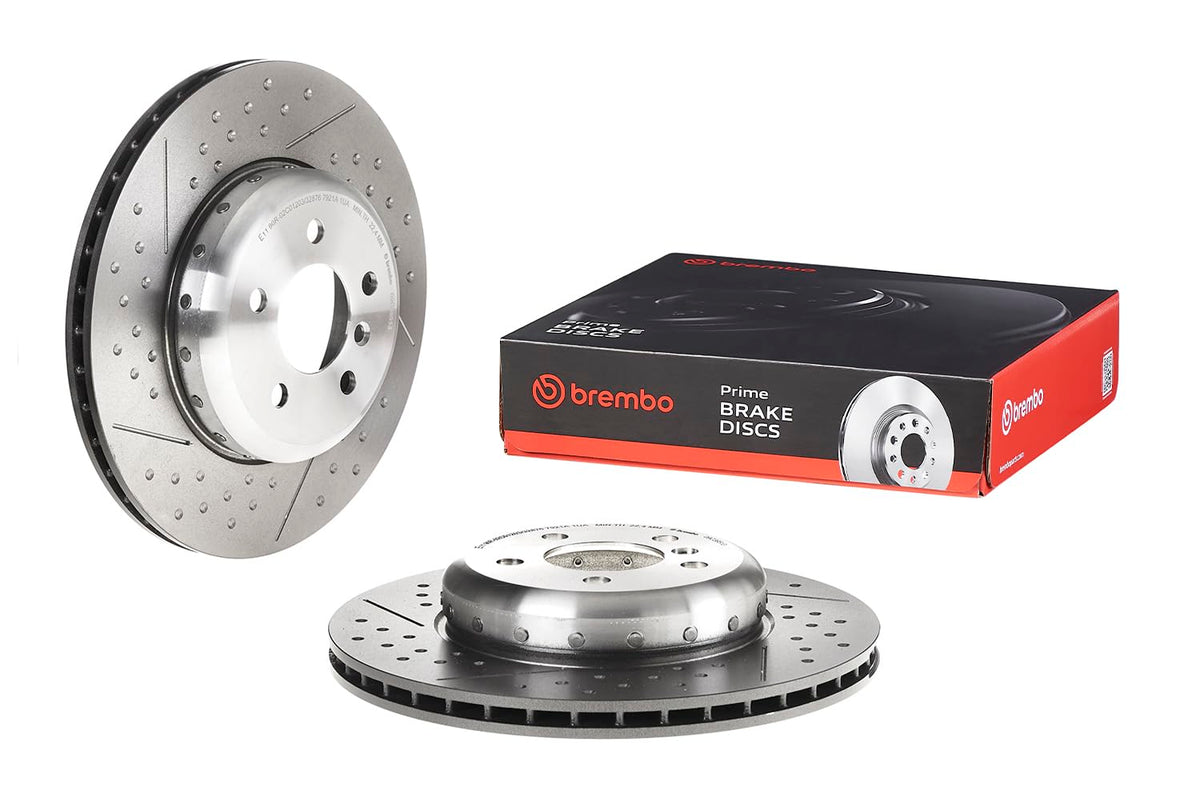 BREMBO 09C39513C02 Brembo 09.C395.13 Composite two piece UV Coated vented drilled + Slotted Rear Brake Rotor BMW/BMW (BRILLIANCE) OE# 34206797600