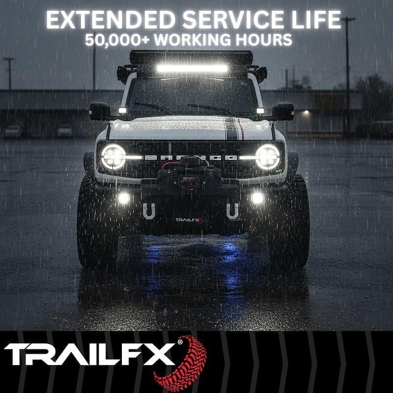 TRAILFX 4X4WLAMF1 TrailFX 4X4WLAMF1 Square LED Work Light 4 Inch 80W Flood Beam Dual White and Amber Flash 11200 Raw Lumens Black Aluminum Pedestal Mount with Installation Hardware