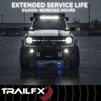 TRAILFX 4X4WLAMF1 TrailFX 4X4WLAMF1 Square LED Work Light 4 Inch 80W Flood Beam Dual White and Amber Flash 11200 Raw Lumens Black Aluminum Pedestal Mount with Installation Hardware