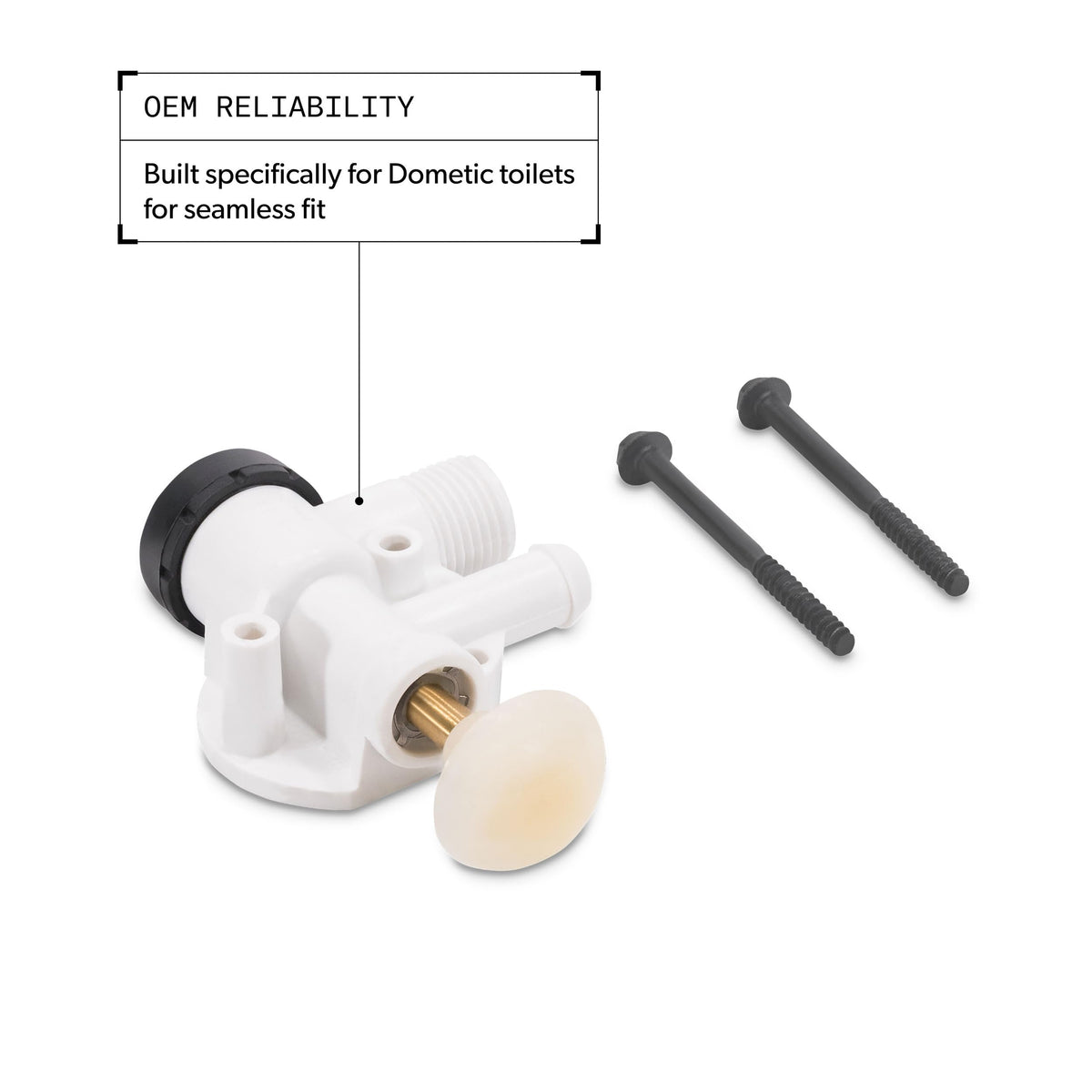 DOMETIC 385314349 Genuine Dometic OEM Toilet Water Valve Assembly | Screws Included | Simple RV Toilet Repair or Replacement - (385314349)