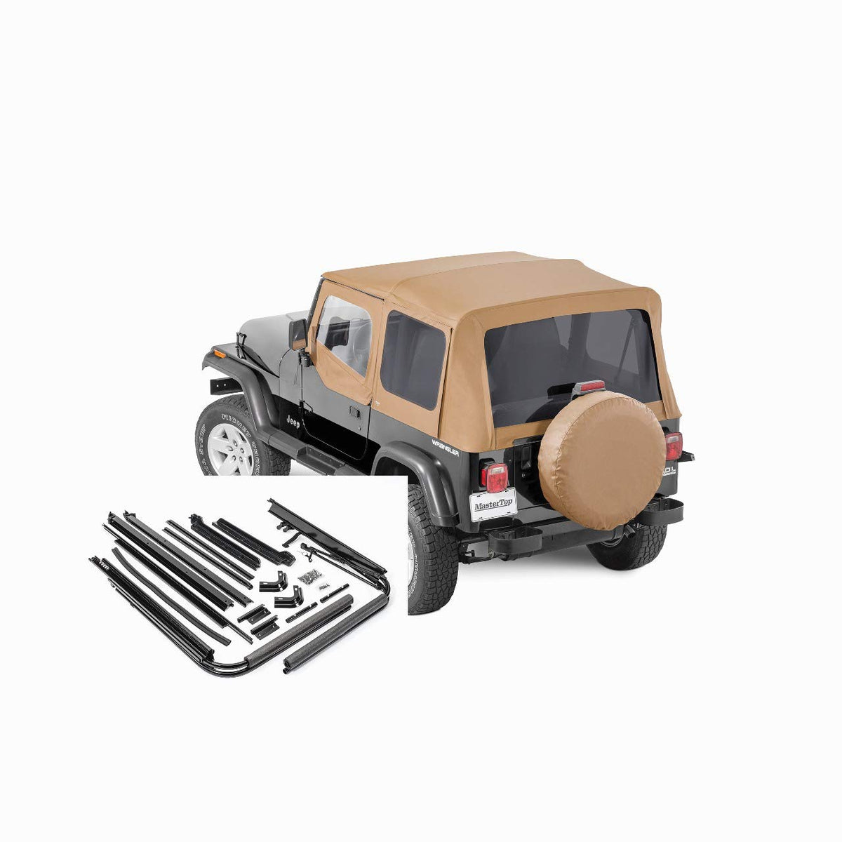 MASTERTOP 15601117 MasterTop Complete Soft Top Replacement Kit in Spice Diamond Sail Cloth Fabric – Fits 1988-1995 Jeep YJ Wranglers – Includes all Hardware and Fabric for a Complete Soft Top Replacement – 15601117