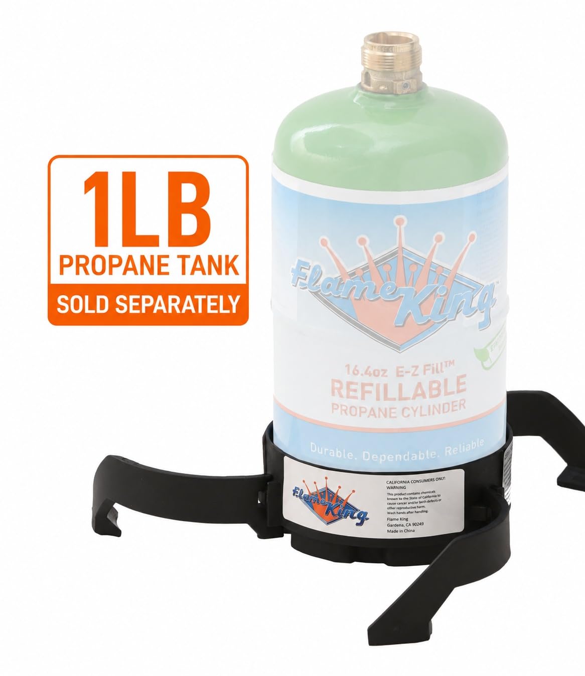 FLAME KING YSNSB1LB Flame King Propane Cylinder Spider Base for 1LB (16.4 oz) Camping Propane Bottles, Fold-Away Extension Feet, Wide Stable Base (1LB Cylinder Sold Separately)