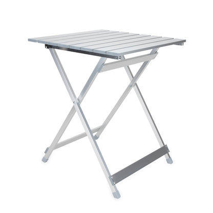 CAMCO 51891 Camco 19.5 by 20 by 24.25 Inch Large Durable Aluminum Fold Away Multi Use Outdoor Side Table for RVs, Campsites, Picnics, and Patios, Silver