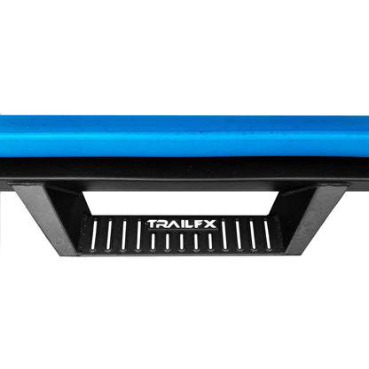 TRAILFX DHS022B NERF BAR Round 3 Hoop Style with Drop Down Steps Square Straight Powder Coated Matte BL