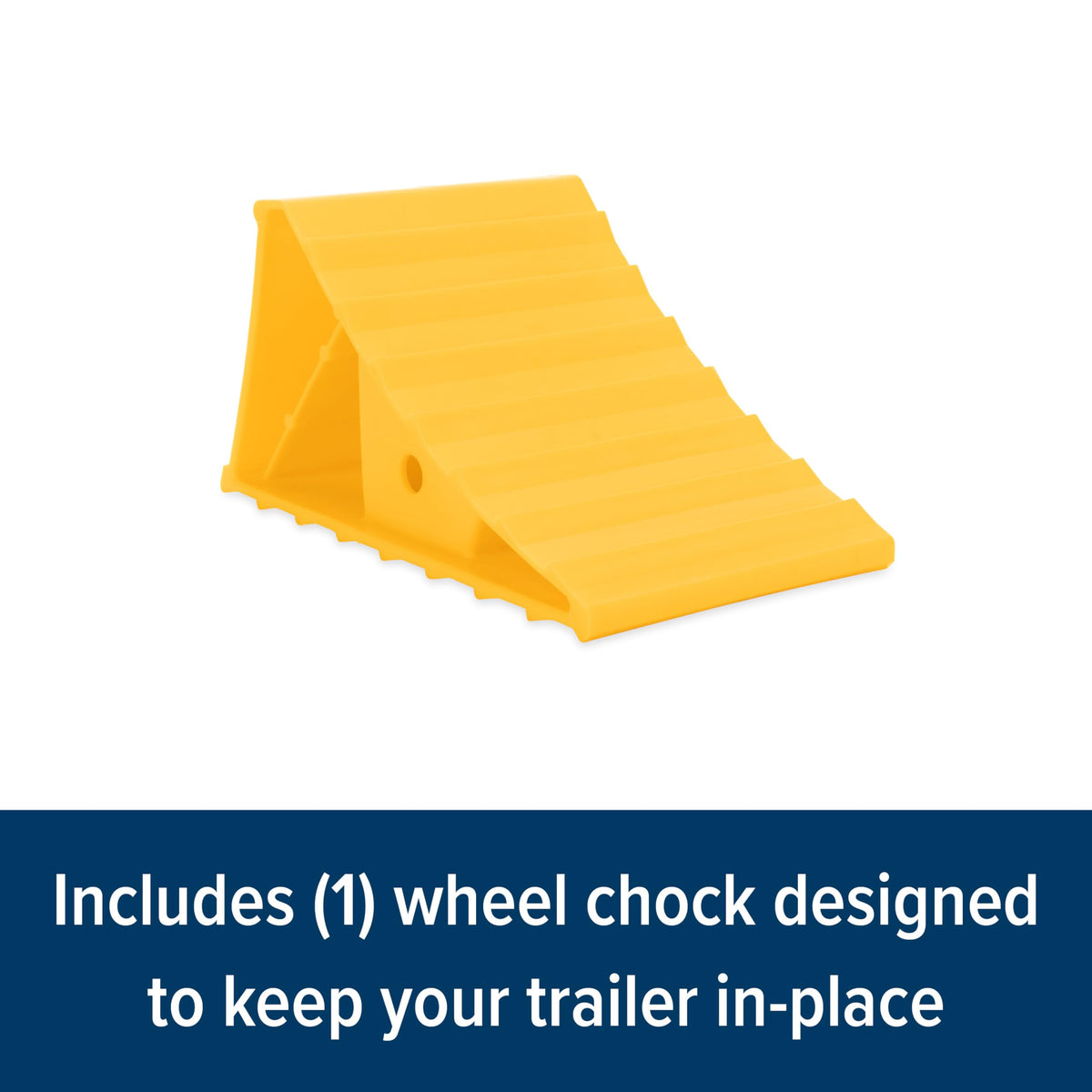CAMCO 44412 Camco Standard Wheel Chock for Trailers & RVs - Heavy Duty Trailer Wheel Chock Constructed of Durable Plastic w/UV inhibitors - for Use w/Tires Up to 26-inches - Re-Hitch in Confidence - 44412