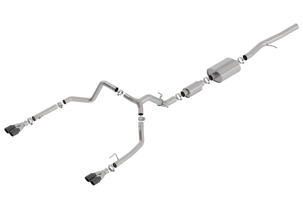 BORLA 140774BC BORLA 140774BC Cat-Back Perf. Exh. Sys. for 2019-2023 Chevrolet Silverado 1500 V8 & GMC Sierra 1500 5.3L V8 S-Type Sound Dual Split Rear Exit Dual 3.5" Round Black Chrome Tips Each Side