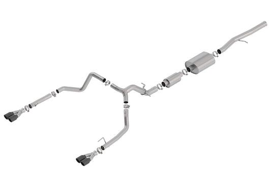 BORLA 140774BC BORLA 140774BC Cat-Back Perf. Exh. Sys. for 2019-2023 Chevrolet Silverado 1500 V8 & GMC Sierra 1500 5.3L V8 S-Type Sound Dual Split Rear Exit Dual 3.5" Round Black Chrome Tips Each Side