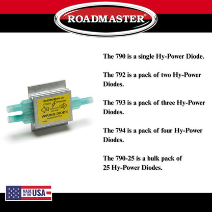 ROADMASTER 794 Roadmaster 794 Pack of 4 Hy-Power Diodes Compatible with RVs & Flat Towed Vehicles | Prevents Electrical Backfeed | Protects Vehicle Wiring Systems During Flat Towing | Ensures Reliable Lighting