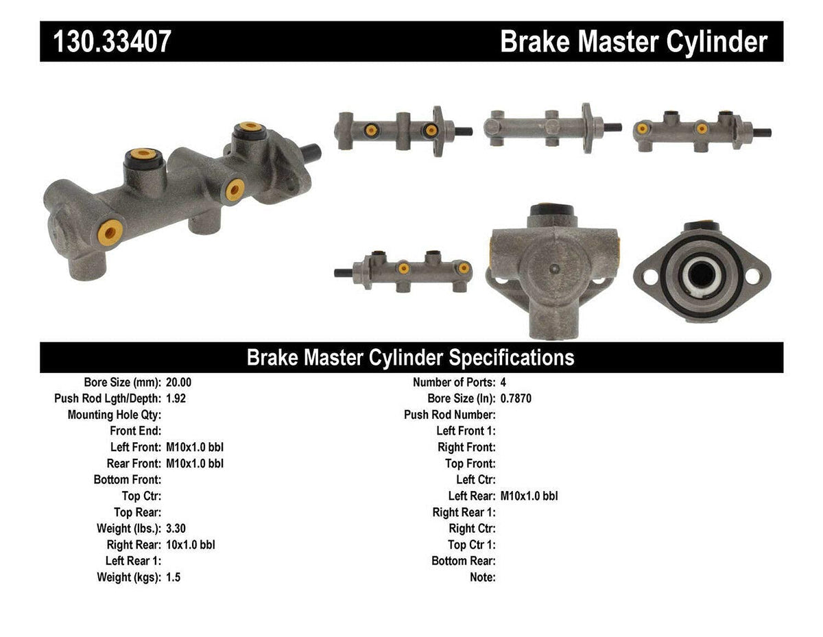 CENTRIC PARTS 130.33407 Centric 130.33407 Centric Premium Brake Master Cylinder