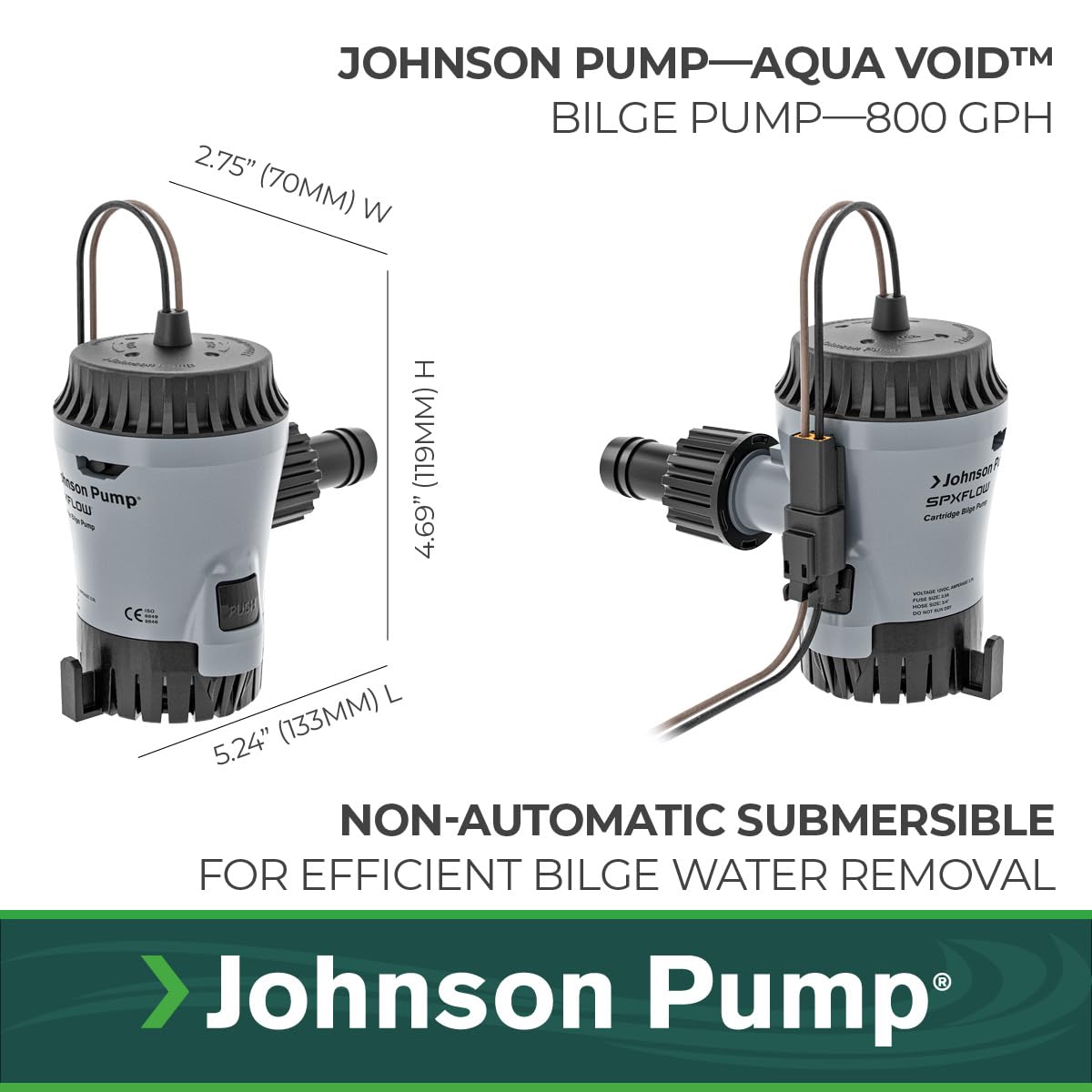JOHNSON PUMP 10-13626-05 Johnson Pump 10-13626-05 Aqua Void Bilge Pump - 12V, 800 GPH