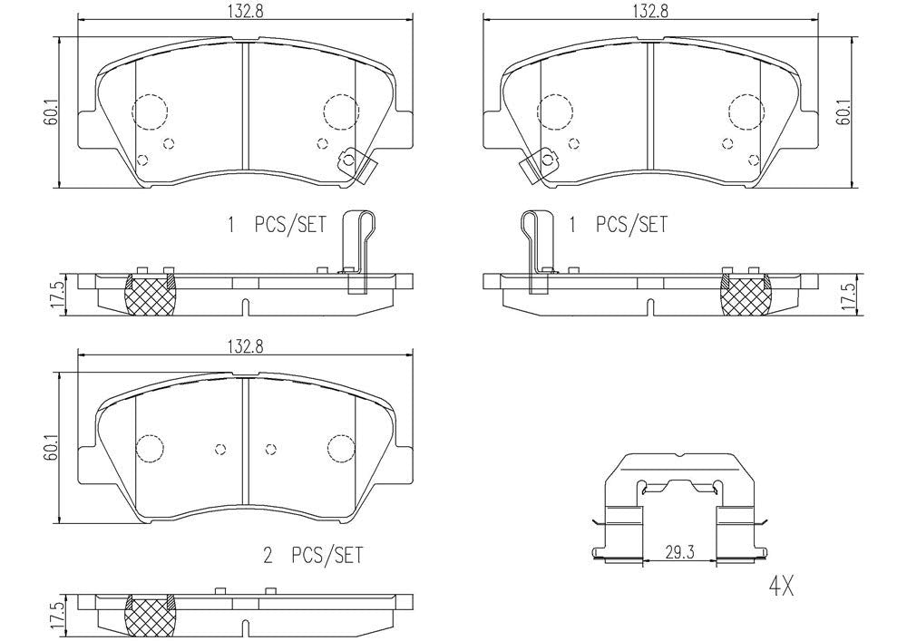 BREMBO P30073N Brembo P30073N Premium Ceramic Front Disc Brake Pad Set HYUNDAI/KIA OE# 581012VA50