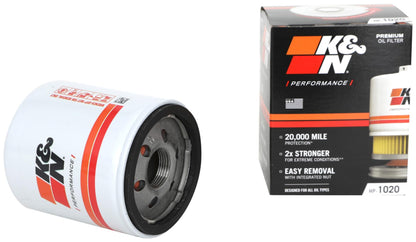 K&N FILTER HP-1020 K&N Oil Filter: 20,000 Mile Engine Protection with Wrench Off Nut, HP-1020