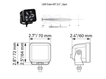 HELLA 358176821 HELLA 1FA 358 176-821 LED-Spotlight - Black Magic Cube Kit 3.2" - 12/24V - mounting - Long-Range Illumination - Cable: 500mm - Plug: Deutsch Plug - Kit - Quantity: 2